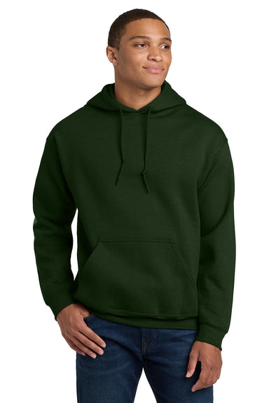 Gildan 18500/G185 Mens Pill Resistant Hooded Sweatshirt Hoodie w/ Pouch Pocket Forest Green Model Front