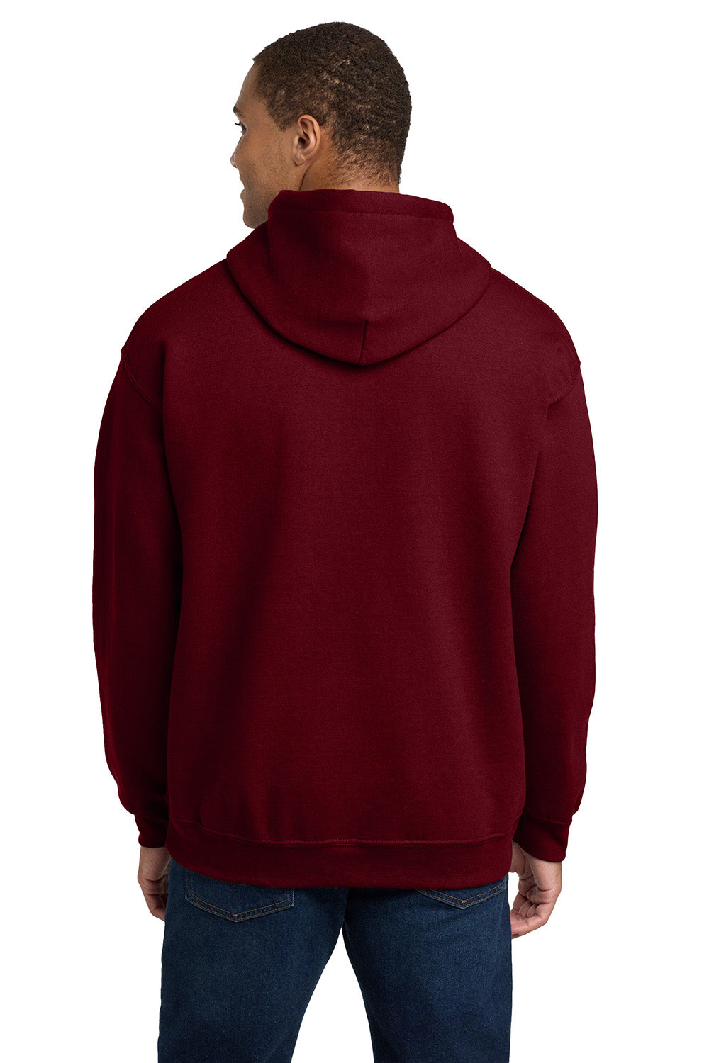 Gildan 18500/G185 Mens Pill Resistant Hooded Sweatshirt Hoodie w/ Pouch Pocket Garnet Red Model Back