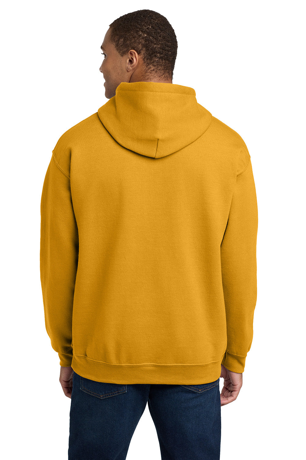 Gildan 18500/G185 Mens Pill Resistant Hooded Sweatshirt Hoodie w/ Pouch Pocket Gold Model Back