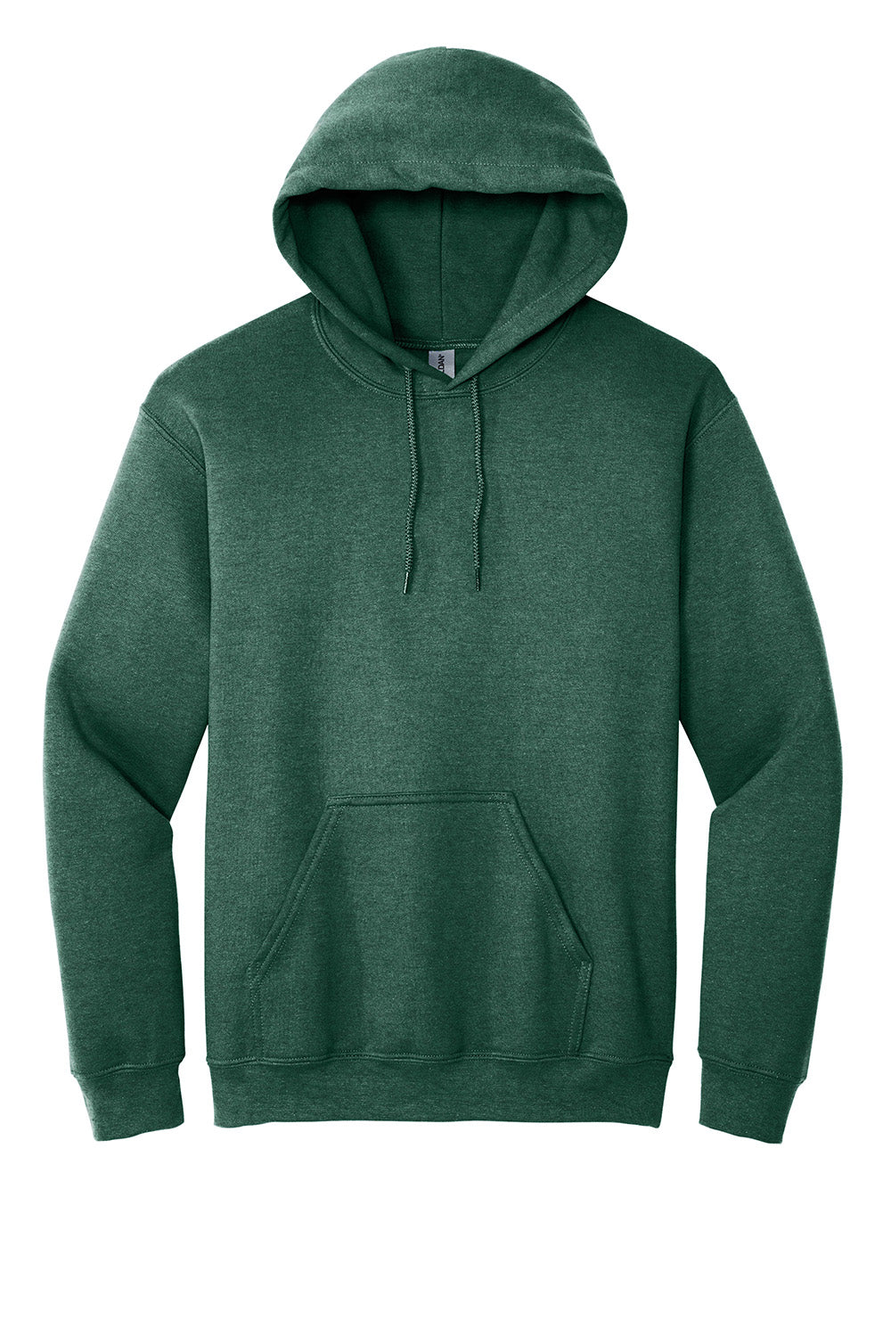 Gildan 18500/G185 Mens Pill Resistant Hooded Sweatshirt Hoodie w/ Pouch Pocket Heather Dark Green Flat Front