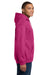 Gildan 18500/G185 Mens Pill Resistant Hooded Sweatshirt Hoodie w/ Pouch Pocket Heliconia Pink Model Side