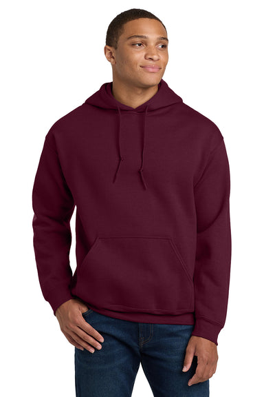 Gildan 18500/G185 Mens Pill Resistant Hooded Sweatshirt Hoodie w/ Pouch Pocket Maroon Model Front