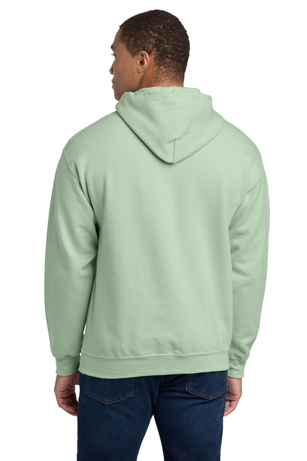 Gildan 18500/G185 Mens Pill Resistant Hooded Sweatshirt Hoodie w/ Pouch Pocket Mint Green Model Back