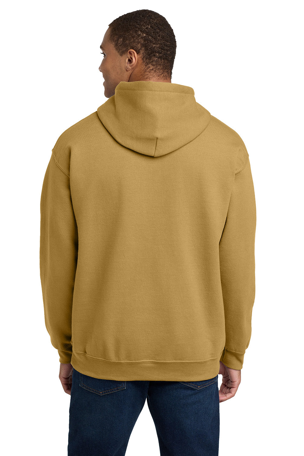 Gildan 18500/G185 Mens Pill Resistant Hooded Sweatshirt Hoodie w/ Pouch Pocket Old Gold Model Back