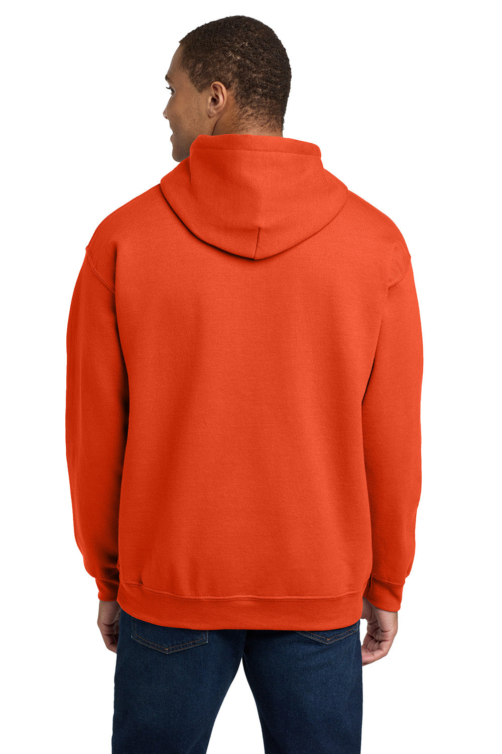 Gildan 18500/G185 Mens Pill Resistant Hooded Sweatshirt Hoodie w/ Pouch Pocket Orange Model Back