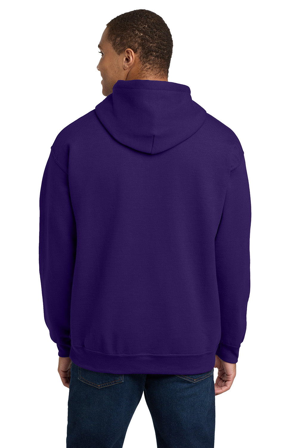 Gildan 18500/G185 Mens Pill Resistant Hooded Sweatshirt Hoodie w/ Pouch Pocket Purple Model Back