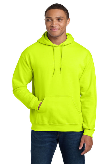 Gildan 18500/G185 Mens Pill Resistant Hooded Sweatshirt Hoodie w/ Pouch Pocket Safety Green Model Front