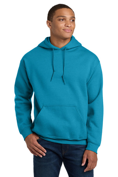 Gildan 18500/G185 Mens Pill Resistant Hooded Sweatshirt Hoodie w/ Pouch Pocket Sapphire Blue Model Front