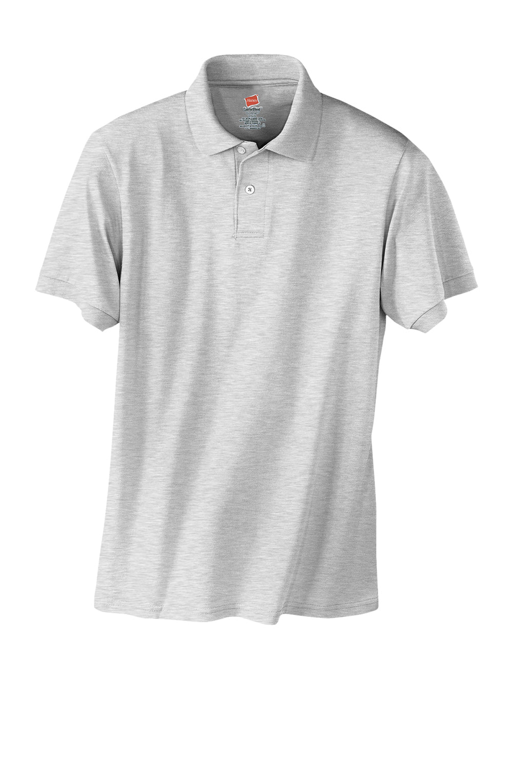 Hanes 054X/054 Mens EcoSmart Short Sleeve Polo Shirt Ash Grey Flat Front