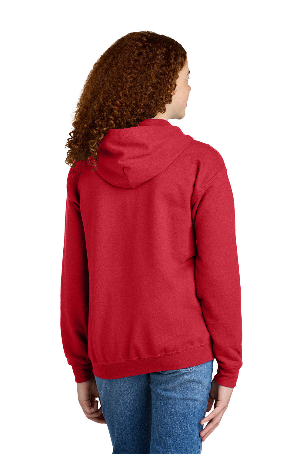 Gildan 18600B Youth Heavy Blend Full Zip Hooded Sweatshirt Hoodie w/ Pockets Red Model Back