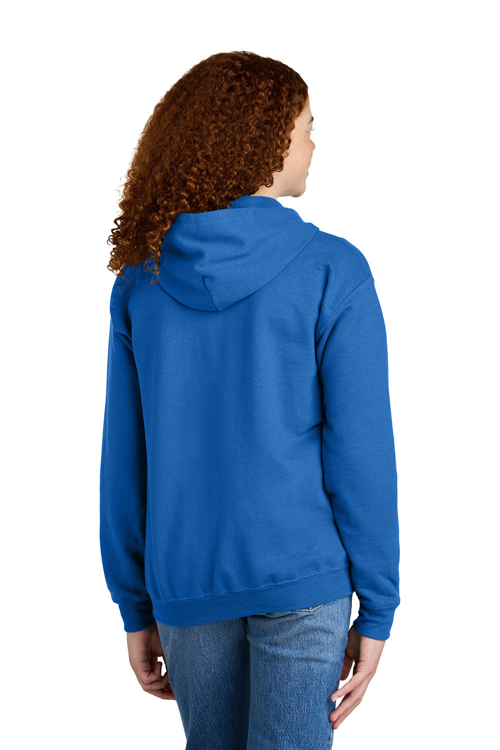 Gildan 18600B Youth Heavy Blend Full Zip Hooded Sweatshirt Hoodie w/ Pockets Royal Blue Model Back