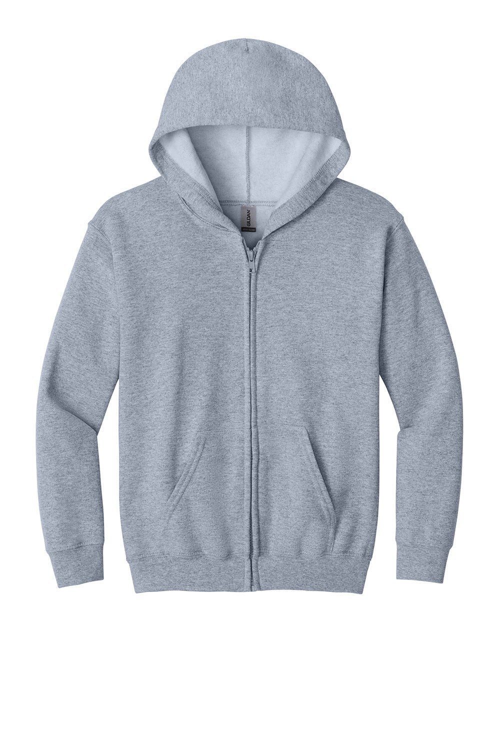 Gildan 18600B Youth Heavy Blend Full Zip Hooded Sweatshirt Hoodie w/ Pockets Sport Grey Flat Front