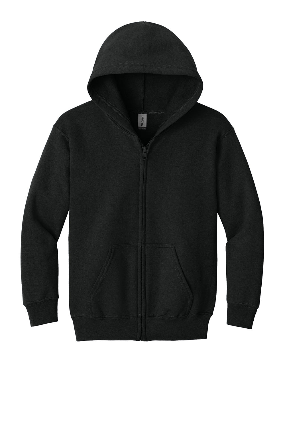 Gildan 18600B Youth Heavy Blend Full Zip Hooded Sweatshirt Hoodie w/ Pockets Black Flat Front