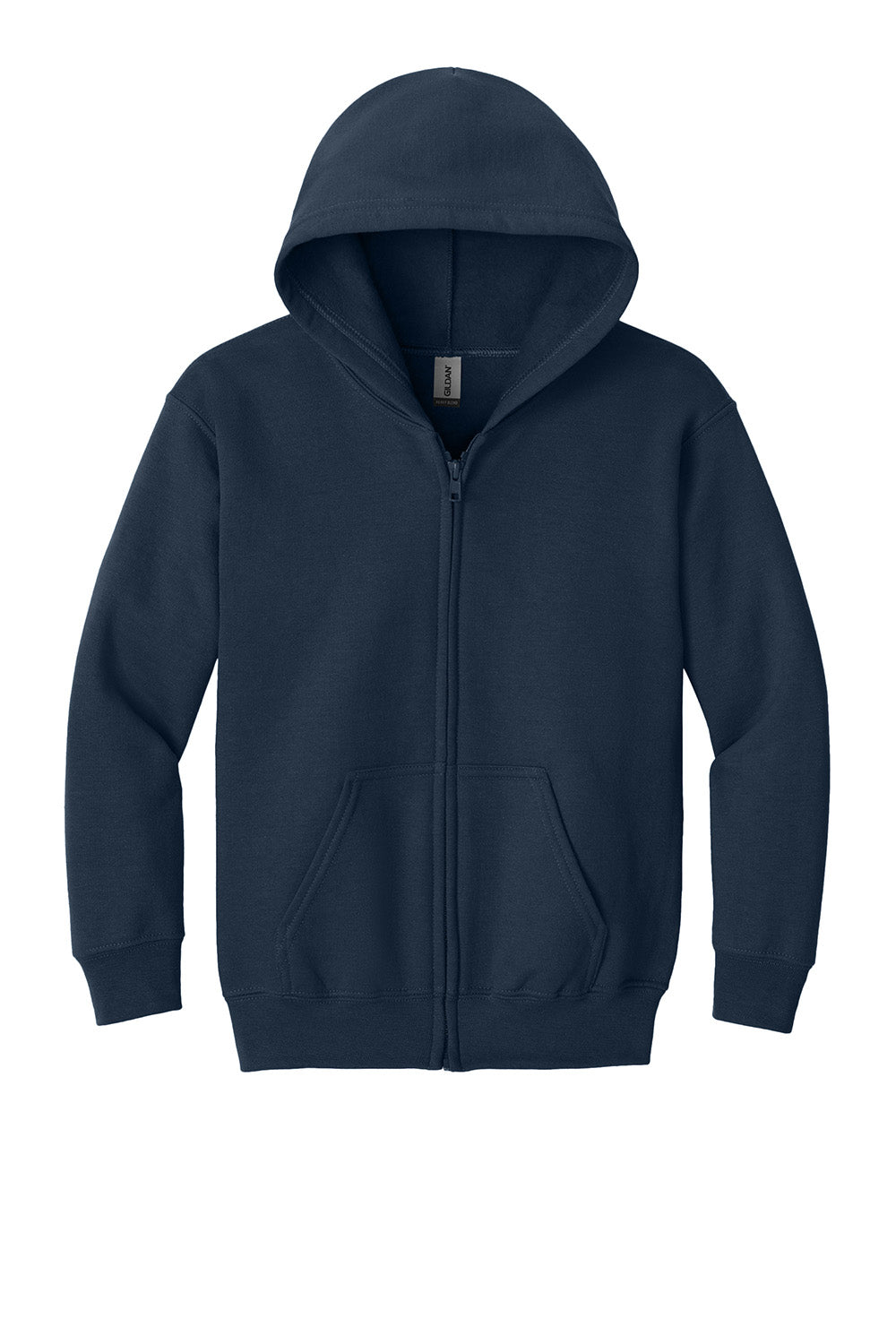 Gildan 18600B Youth Heavy Blend Full Zip Hooded Sweatshirt Hoodie w/ Pockets Navy Blue Flat Front