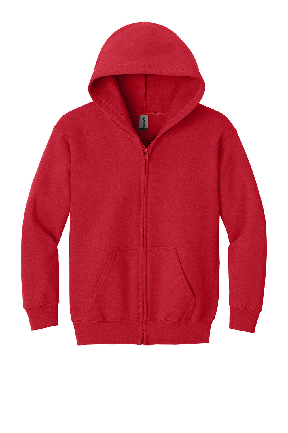 Gildan 18600B Youth Heavy Blend Full Zip Hooded Sweatshirt Hoodie w/ Pockets Red Flat Front