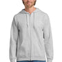 Gildan Mens Pill Resistant Full Zip Hooded Sweatshirt Hoodie w/ Pockets - Ash Grey