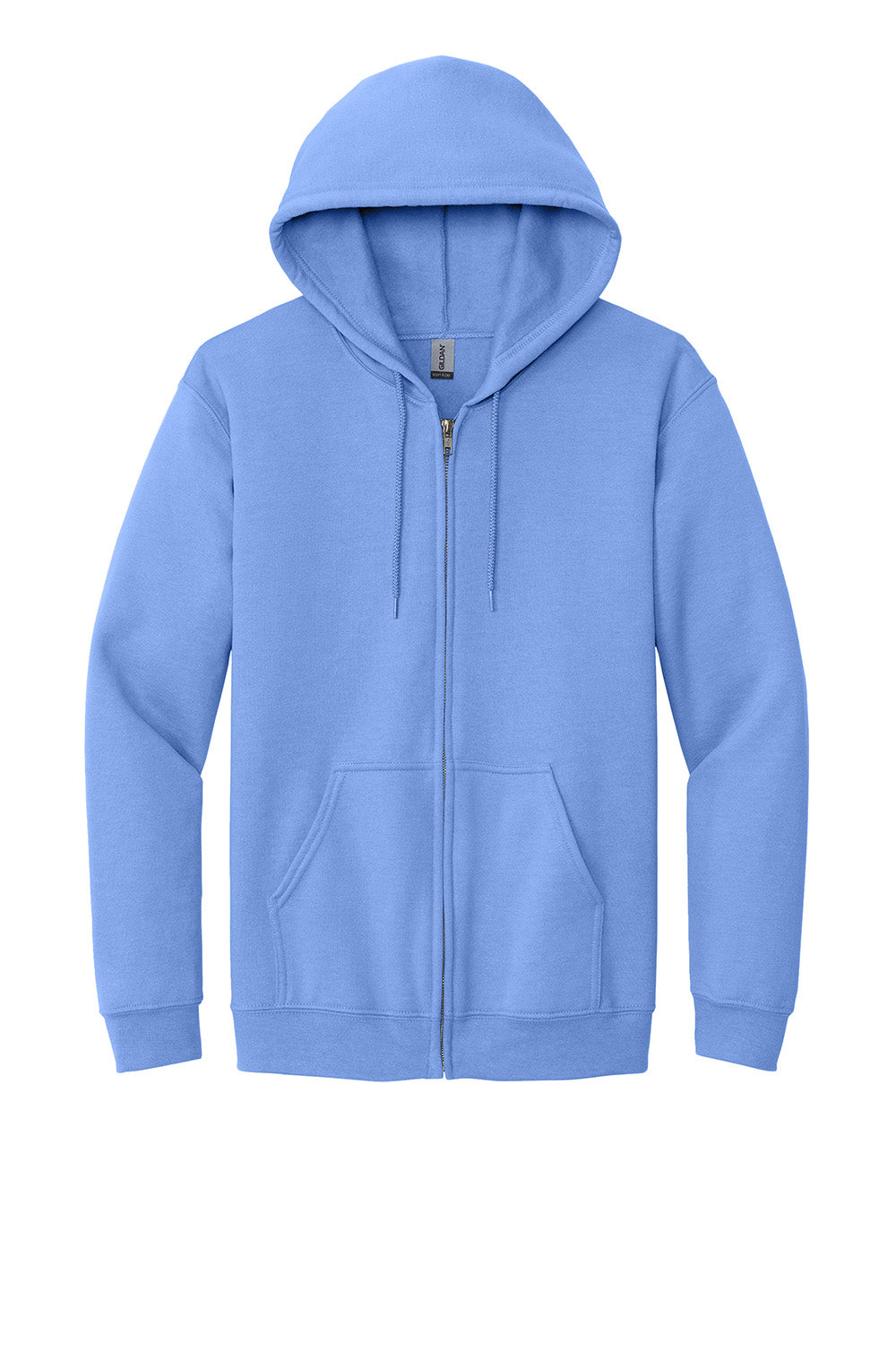 Gildan 18600/G186 Mens Pill Resistant Full Zip Hooded Sweatshirt Hoodie w/ Pockets Carolina Blue Flat Front