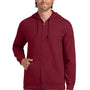 Gildan Mens Pill Resistant Full Zip Hooded Sweatshirt Hoodie w/ Pockets - Cardinal Red