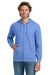 Gildan 18600/G186 Mens Pill Resistant Full Zip Hooded Sweatshirt Hoodie w/ Pockets Carolina Blue Model Front