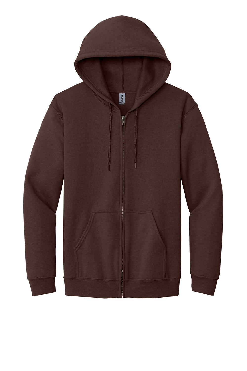 Gildan 18600/G186 Mens Pill Resistant Full Zip Hooded Sweatshirt Hoodie w/ Pockets Dark Chocolate Brown Flat Front