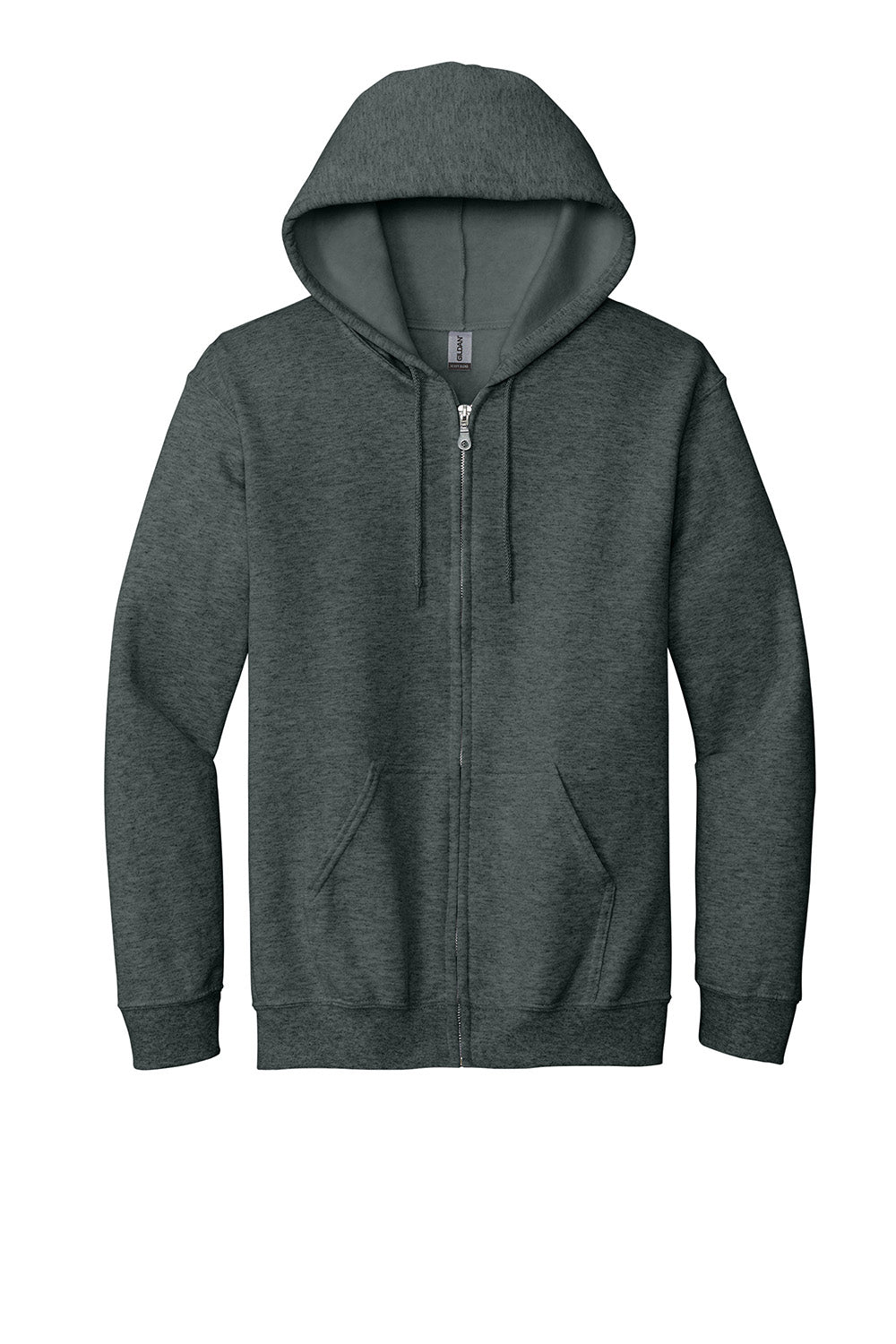 Gildan 18600/G186 Mens Pill Resistant Full Zip Hooded Sweatshirt Hoodie w/ Pockets Heather Dark Grey Flat Front