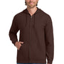 Gildan Mens Pill Resistant Full Zip Hooded Sweatshirt Hoodie w/ Pockets - Dark Chocolate Brown