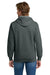 Gildan 18600/G186 Mens Pill Resistant Full Zip Hooded Sweatshirt Hoodie w/ Pockets Heather Dark Grey Model Back