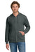 Gildan 18600/G186 Mens Pill Resistant Full Zip Hooded Sweatshirt Hoodie w/ Pockets Heather Dark Grey Model Front