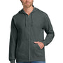 Gildan Mens Pill Resistant Full Zip Hooded Sweatshirt Hoodie w/ Pockets - Heather Dark Grey