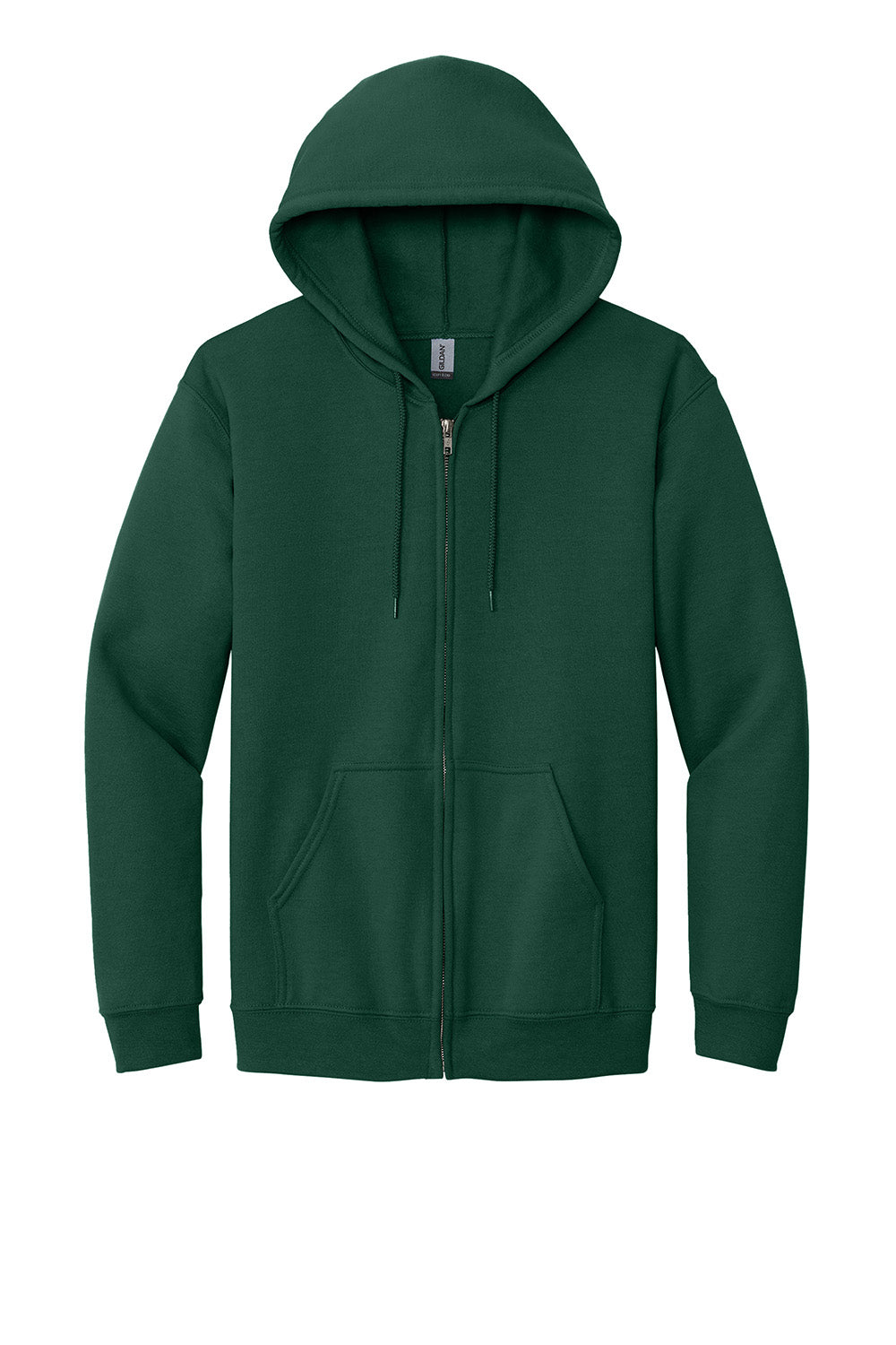 Gildan 18600/G186 Mens Pill Resistant Full Zip Hooded Sweatshirt Hoodie w/ Pockets Forest Green Flat Front