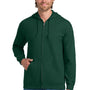 Gildan Mens Pill Resistant Full Zip Hooded Sweatshirt Hoodie w/ Pockets - Forest Green