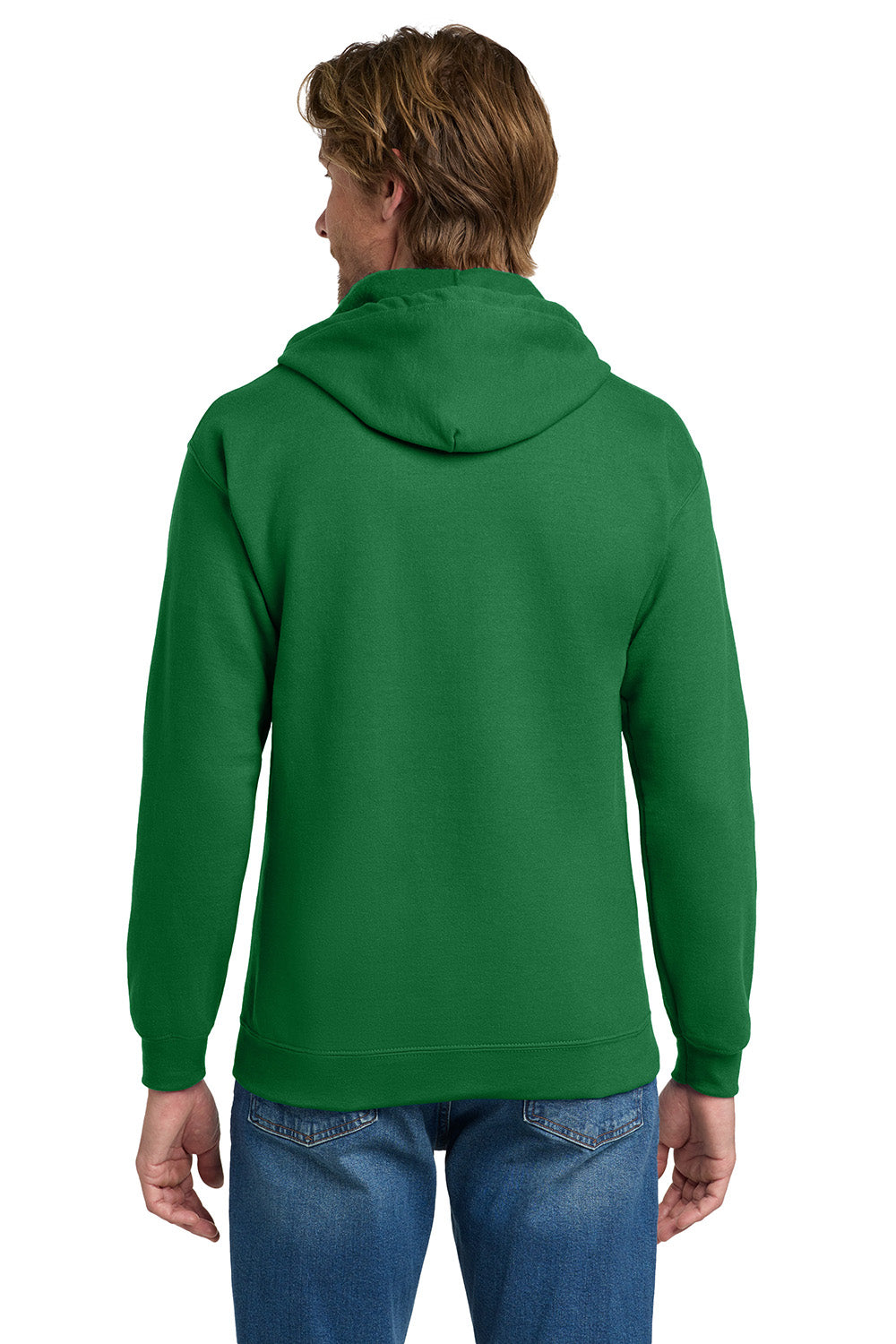 Gildan 18600/G186 Mens Pill Resistant Full Zip Hooded Sweatshirt Hoodie w/ Pockets Irish Green Model Back