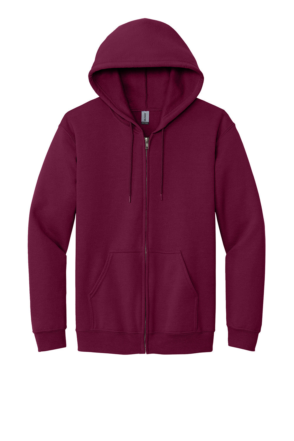 Gildan 18600/G186 Mens Pill Resistant Full Zip Hooded Sweatshirt Hoodie w/ Pockets Maroon Flat Front