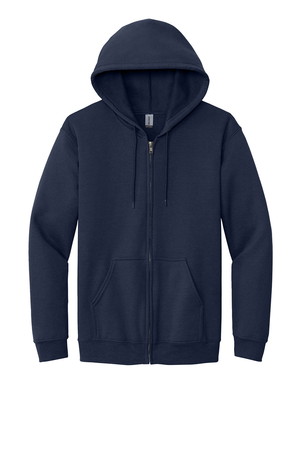 Gildan 18600/G186 Mens Pill Resistant Full Zip Hooded Sweatshirt Hoodie w/ Pockets Navy Blue Flat Front