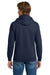 Gildan 18600/G186 Mens Pill Resistant Full Zip Hooded Sweatshirt Hoodie w/ Pockets Navy Blue Model Back