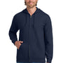 Gildan Mens Pill Resistant Full Zip Hooded Sweatshirt Hoodie w/ Pockets - Navy Blue