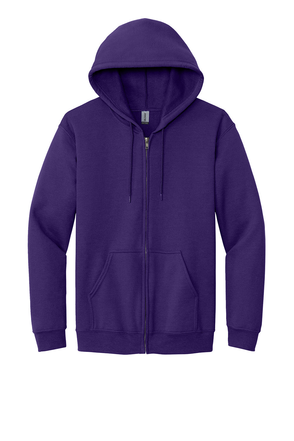 Gildan 18600/G186 Mens Pill Resistant Full Zip Hooded Sweatshirt Hoodie w/ Pockets Purple Flat Front