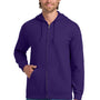 Gildan Mens Pill Resistant Full Zip Hooded Sweatshirt Hoodie w/ Pockets - Purple