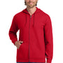 Gildan Mens Pill Resistant Full Zip Hooded Sweatshirt Hoodie w/ Pockets - Red