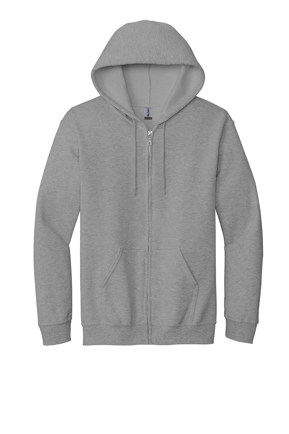 Gildan 18600/G186 Mens Pill Resistant Full Zip Hooded Sweatshirt Hoodie w/ Pockets Sport Grey Flat Front