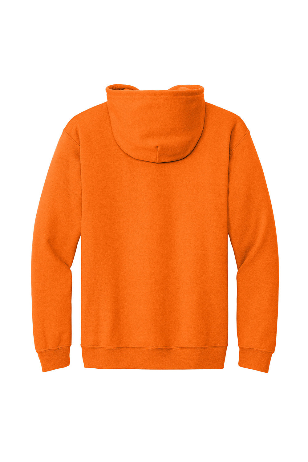 Gildan 18600/G186 Mens Pill Resistant Full Zip Hooded Sweatshirt Hoodie w/ Pockets Safety Orange Flat Back