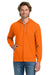 Gildan 18600/G186 Mens Pill Resistant Full Zip Hooded Sweatshirt Hoodie w/ Pockets Safety Orange Model Front