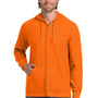 Gildan Mens Pill Resistant Full Zip Hooded Sweatshirt Hoodie w/ Pockets - Safety Orange