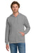 Gildan 18600/G186 Mens Pill Resistant Full Zip Hooded Sweatshirt Hoodie w/ Pockets Sport Grey Model Front