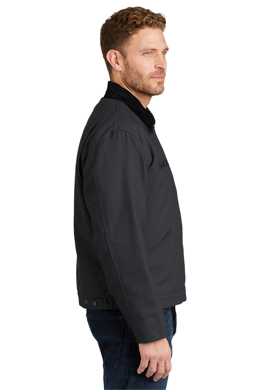 CornerStone J763/TLJ763 Mens Duck Cloth Full Zip Jacket Charcoal Grey Model Side