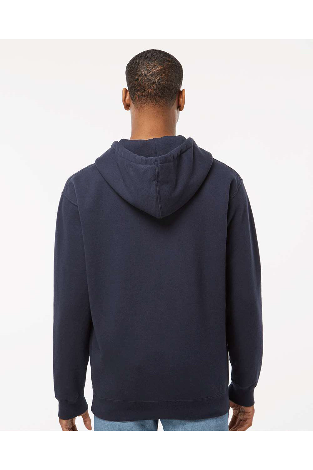 Independent Trading Co. IND4000Z Mens Full Zip Hooded Sweatshirt Hoodie Navy Blue Model Back