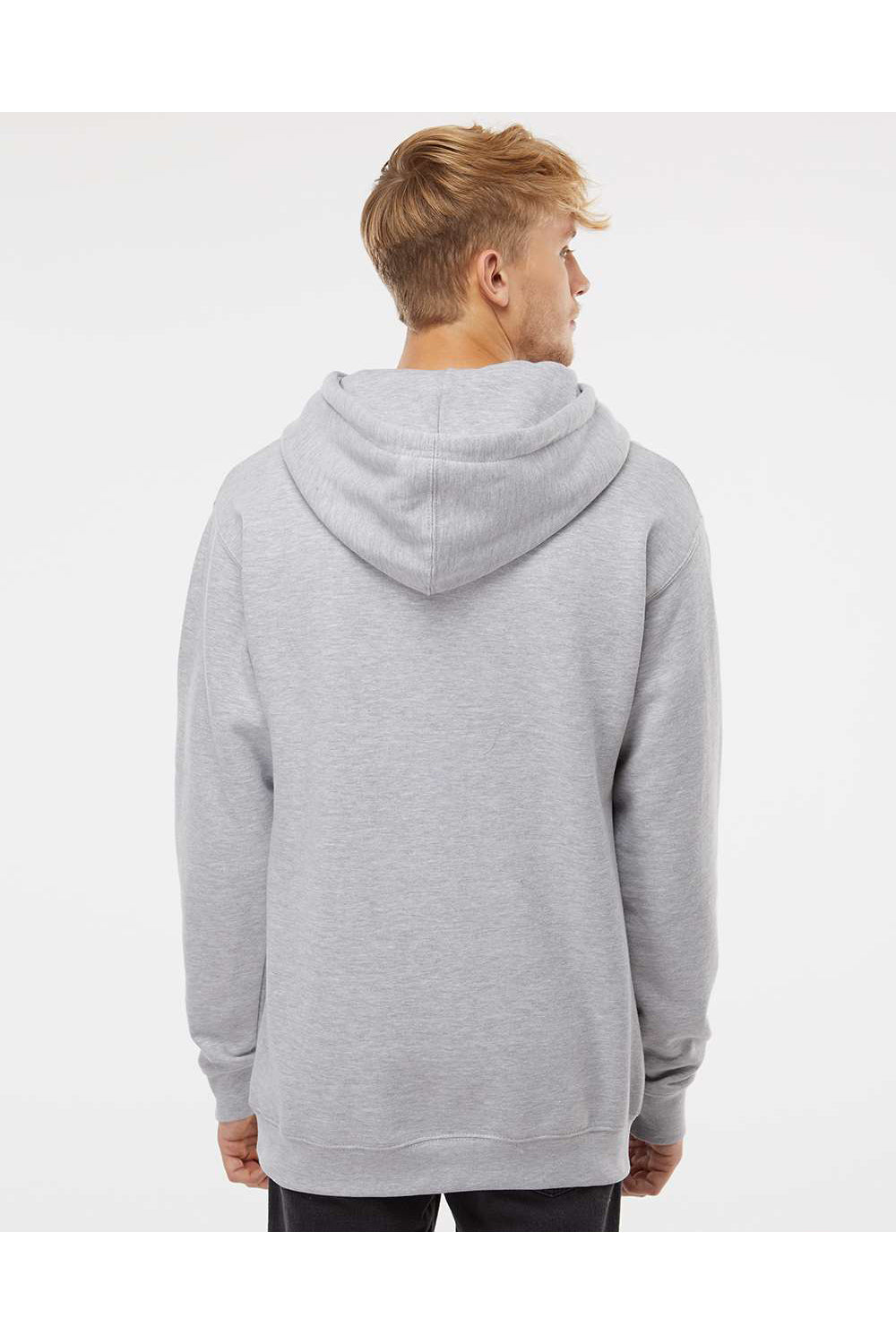 Independent Trading Co. IND4000 Mens Hooded Sweatshirt Hoodie Heather Grey Model Back