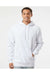 Independent Trading Co. IND4000 Mens Hooded Sweatshirt Hoodie White Model Front