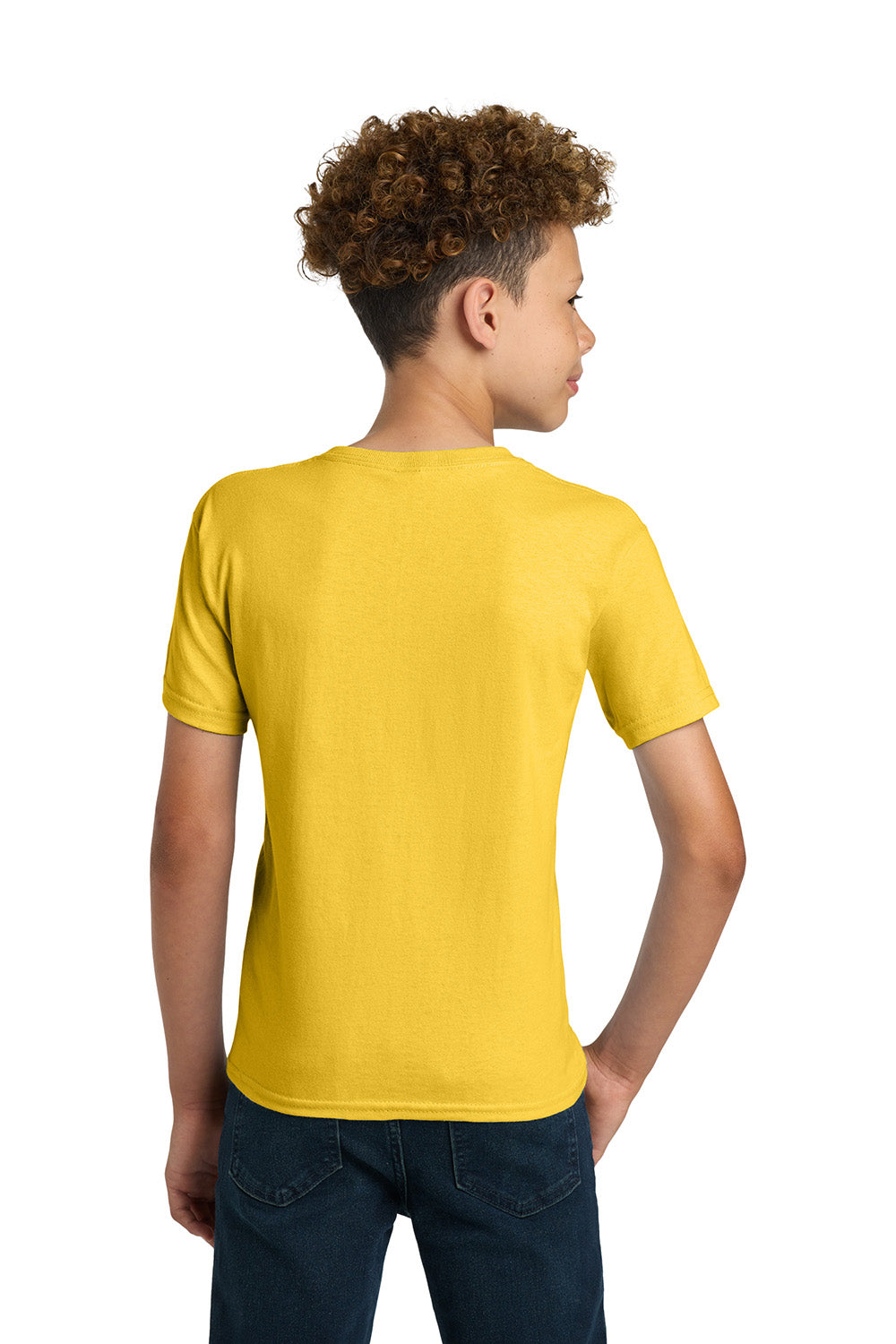 Gildan 2000B/G200B Youth Ultra Short Sleeve Crewneck T-Shirt Daisy Yellow Model Back