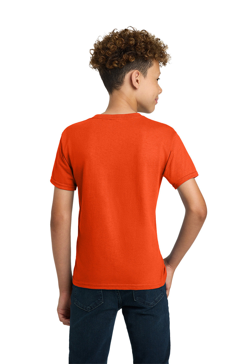 Gildan 2000B/G200B Youth Ultra Short Sleeve Crewneck T-Shirt Orange Model Back